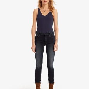 MOTHER High Waisted Looker Ankle Fray